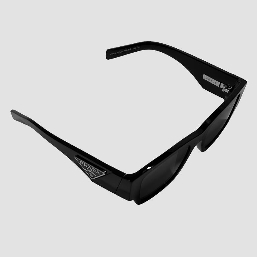 PRADA Black Square Sunglasses with Triangle Metal Logo