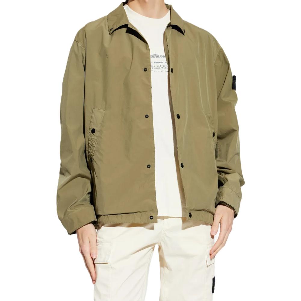 STONE ISLAND Logo Patch Men's Coach Jacket Green