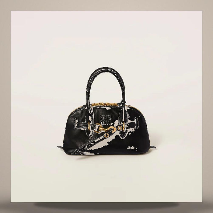 Miu Miu Avantgarde Nappa Leather Top Handle Shoulder Bag Black 5BB169 2BBL F0002