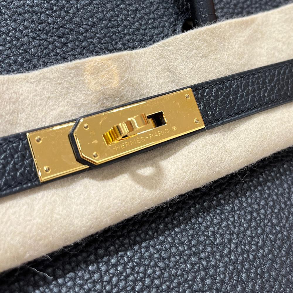 HERMES Birkin 30 Togo Leather Tote Black Gold Hardware Unisex