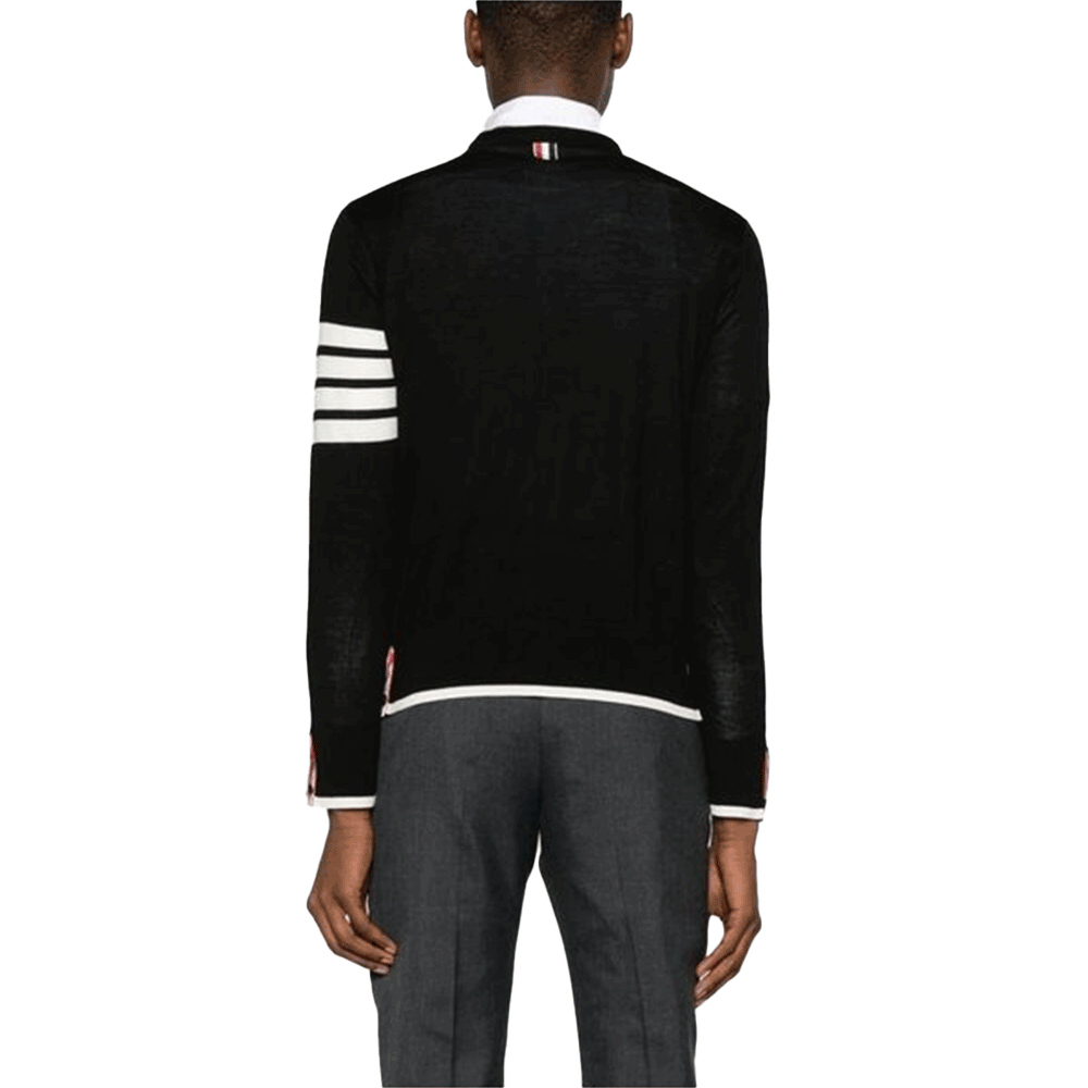 THOM BROWNE Men’s Wool Crewneck Pullover Sweater Black