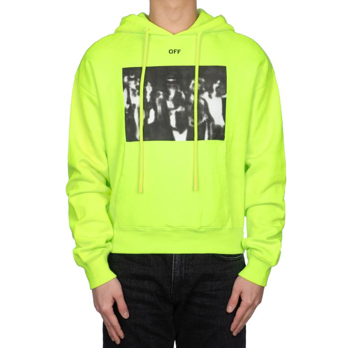 OFF WHITE Neon Printed Hooded T-Shirt for Men OMBB037R20E300156210