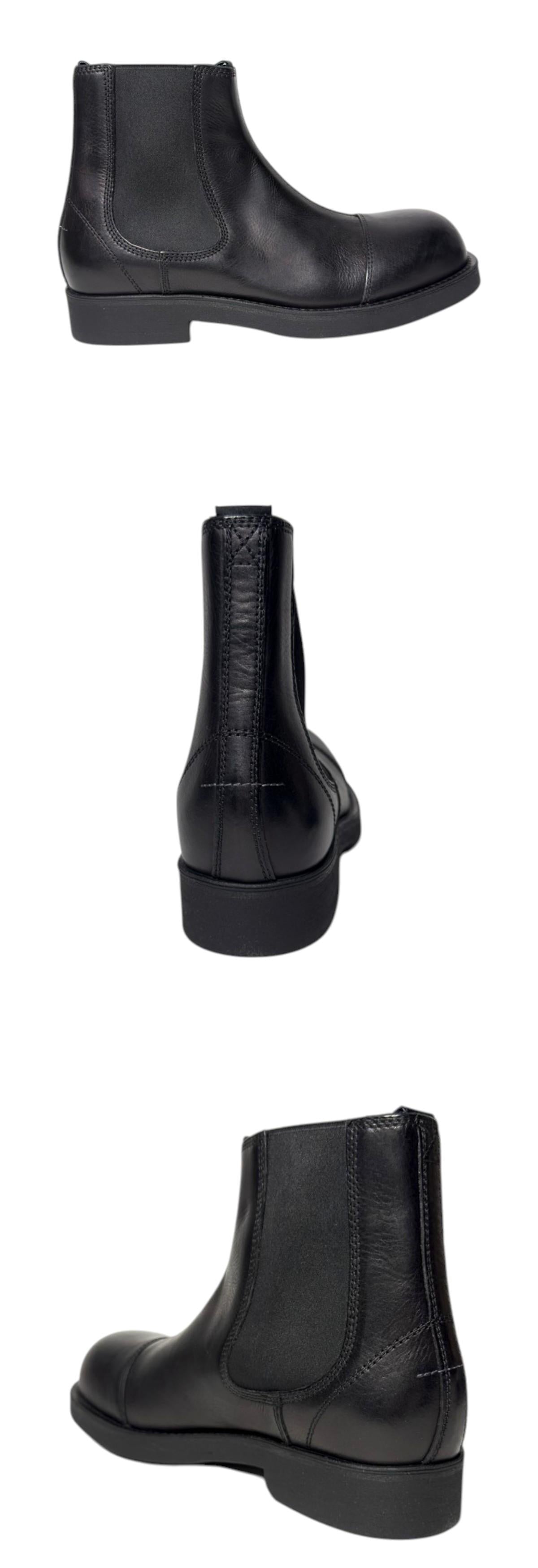 MM6 Black Leather Biker Chelsea Boots