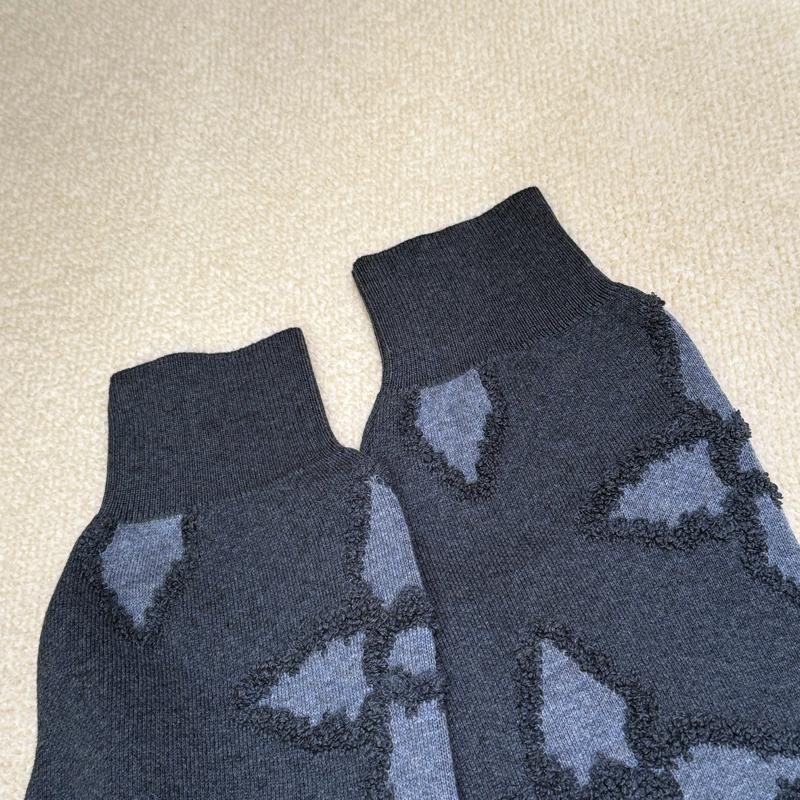 Louis Vuitton Indigo Blue Textured Jacquard Cotton Crewneck Sweater