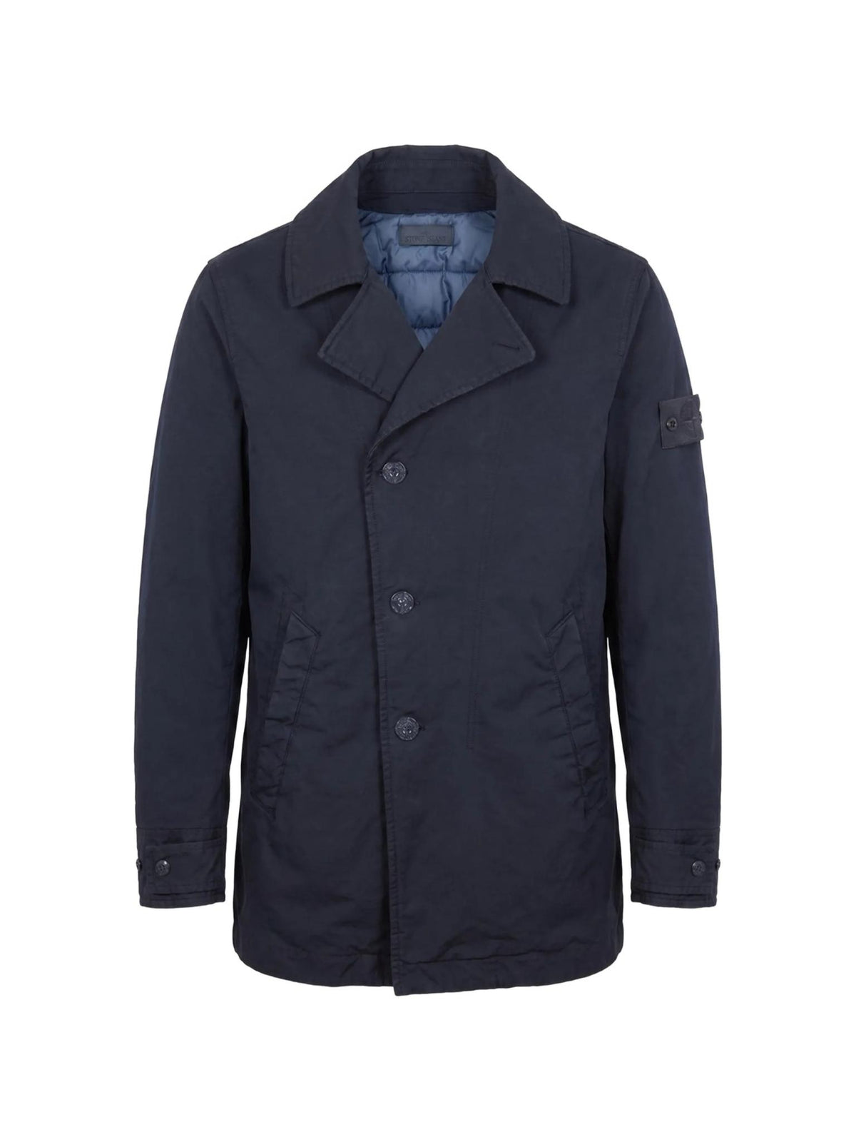 STONE ISLAND Black Cotton Trench Coat