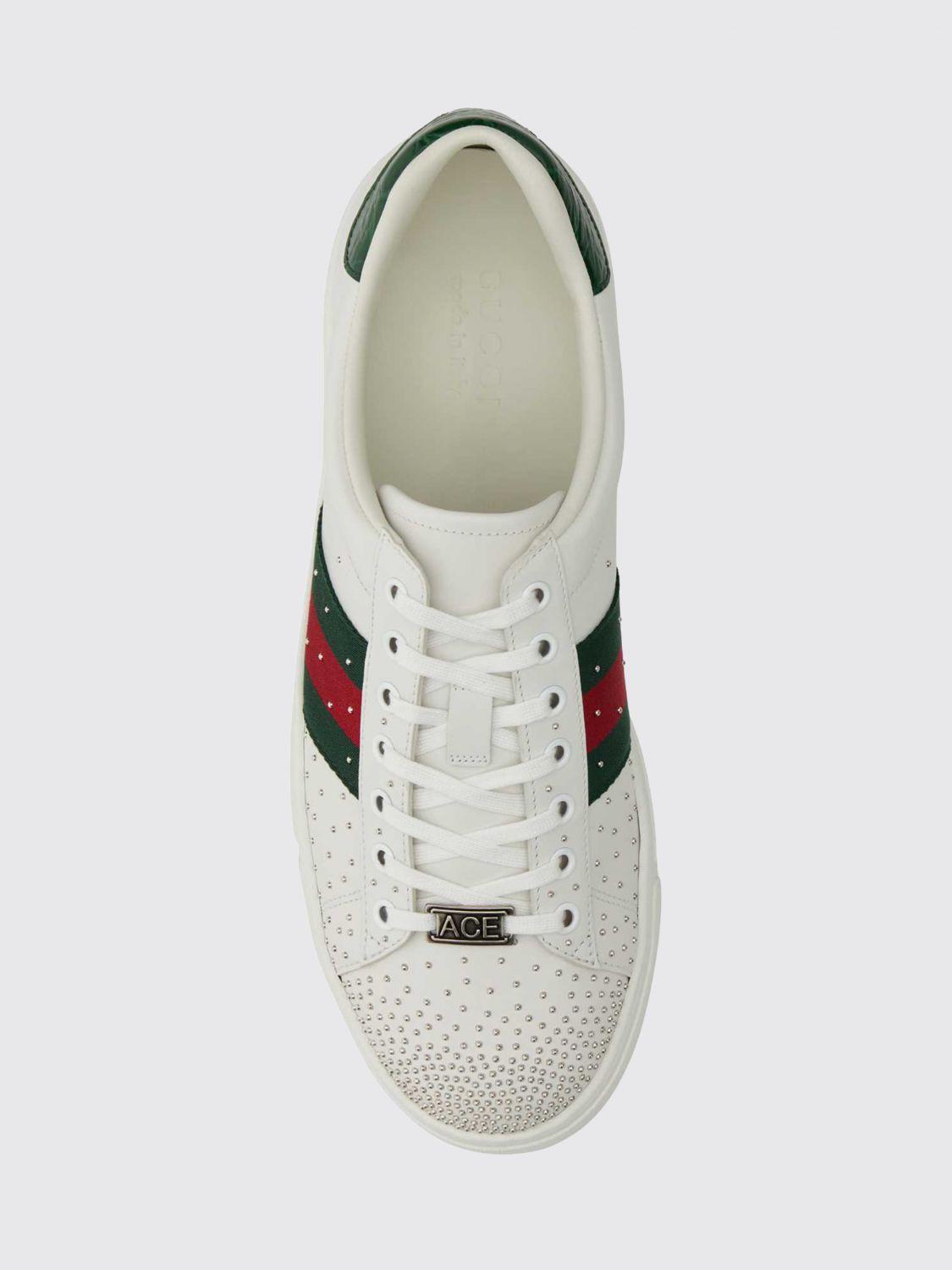 GUCCI White Leather Low Top Sneakers