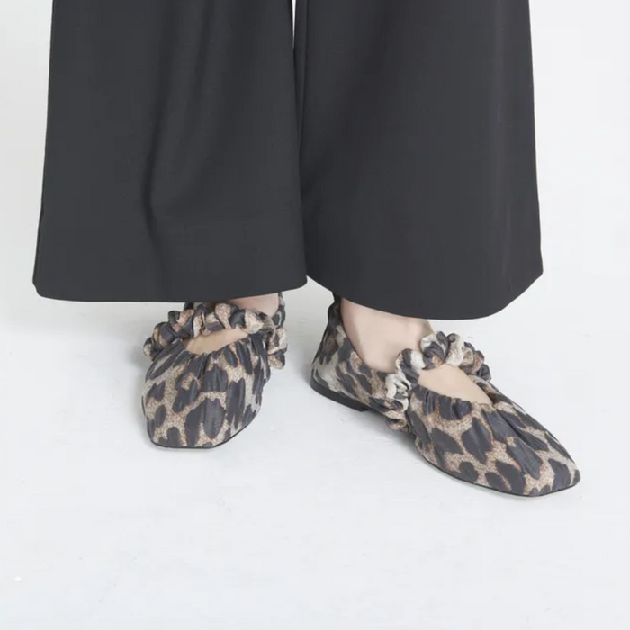 GANNI Leopard Scrunch Ballet Flats Women’s