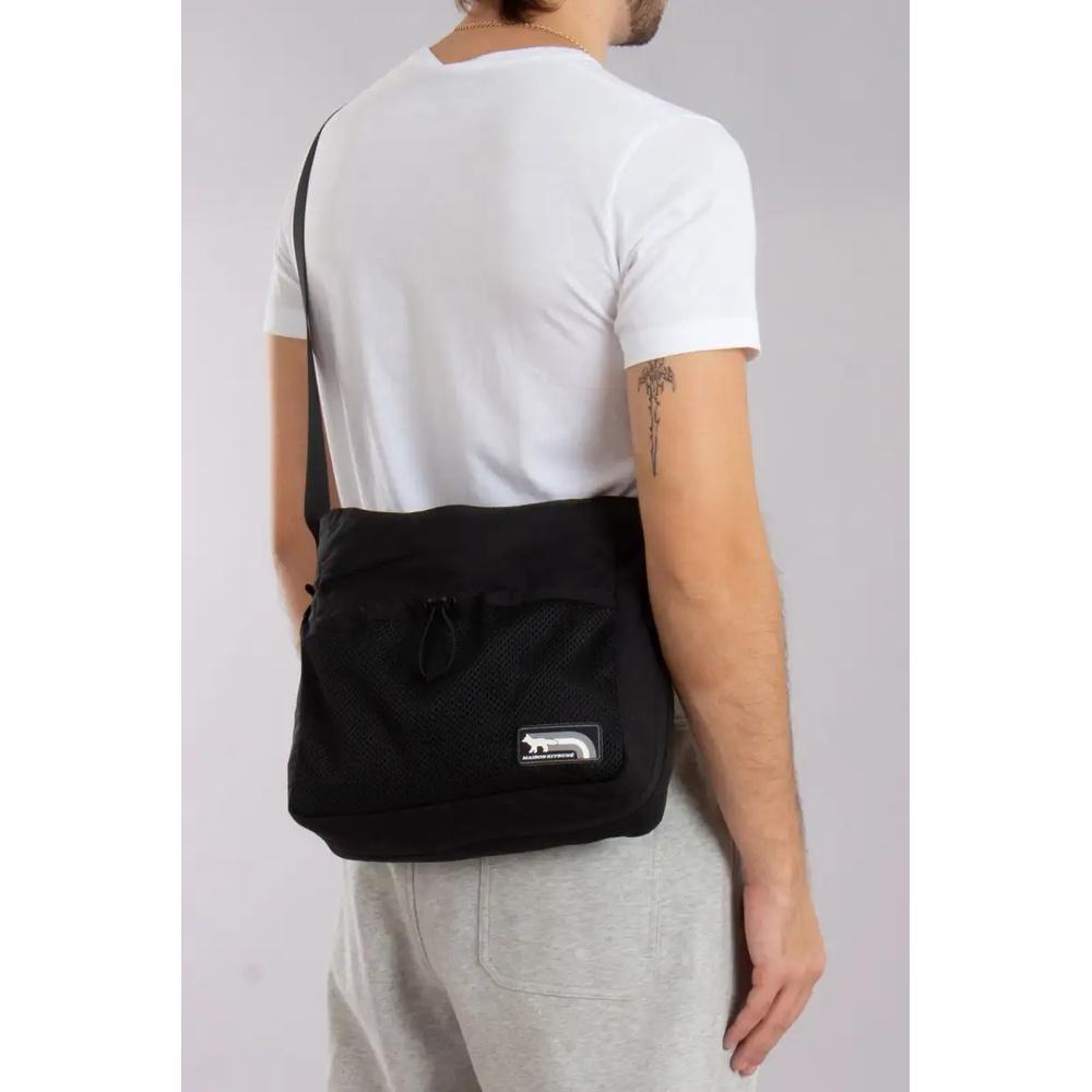 Maison Kitsune Flash Fox Messenger Bag Black Crossbody