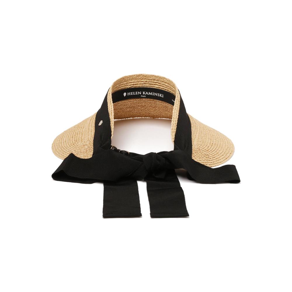 HELEN KAMINSKI Sabina Raffia Visor Hat Natural/Bla HAT51251 SABINA NATURAL BLACK