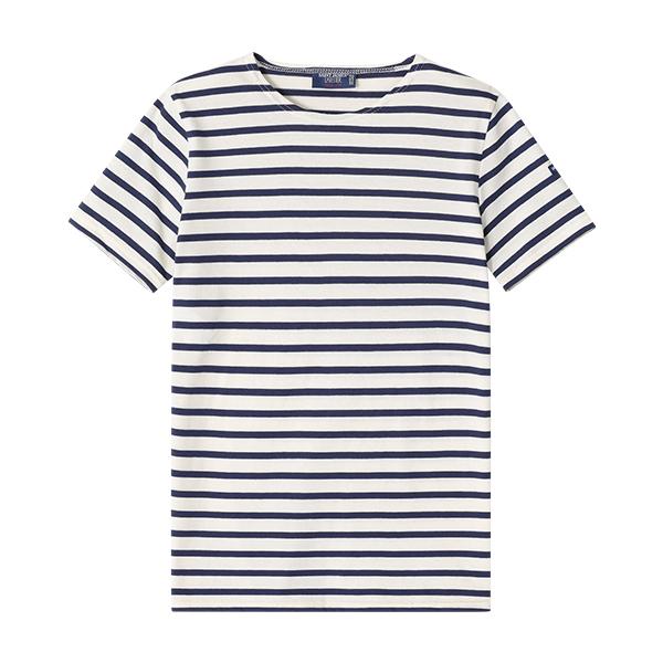Saint James Ecru/Navy Stripe Short Sleeve T-Shirt Kid’s