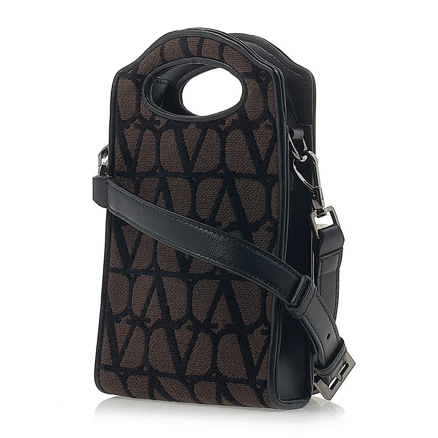 VALENTINO Garavani V Logo Mini Crossbody Bag Unisex Black Leather