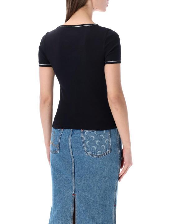 Marine Serre Black Short Sleeve T-Shirt WTT034 ACJER 0011