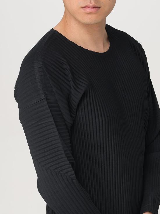 Issey Miyake Homme Plissé Long Sleeve Sweatshirt HP56JK52115 BLACK DOM
