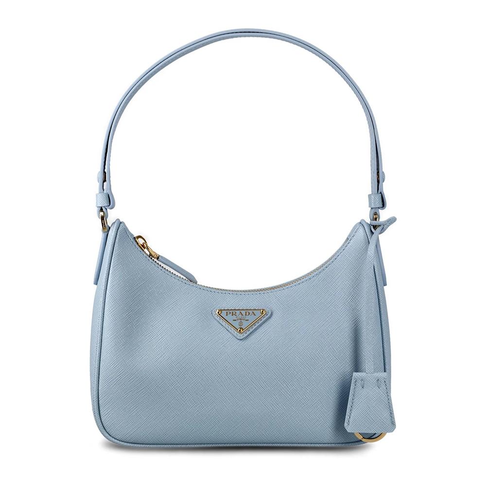 PRADA Saffiano Mini Shoulder Bag Pale Blue 1BC204 NZV F0EMZ