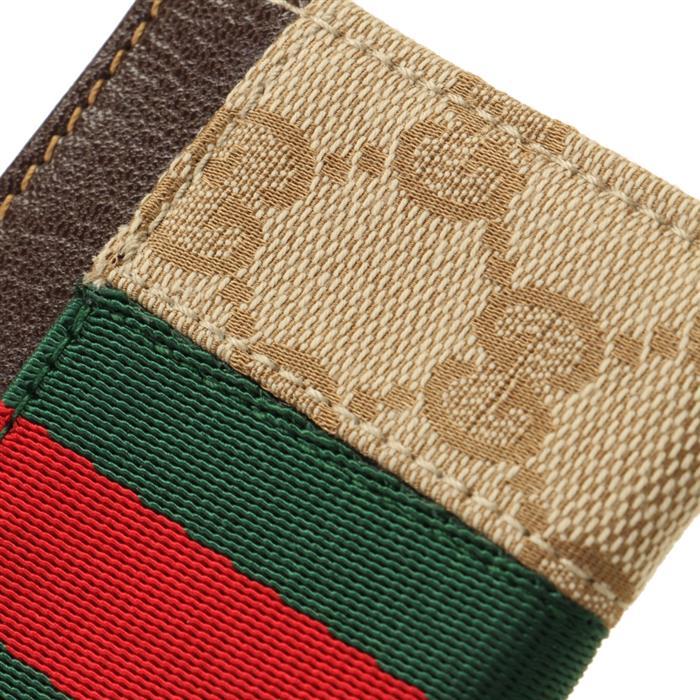 GUCCI Horsebit Web Stripe Leather Card Case Wallet