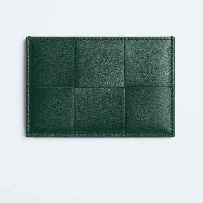 Bottega Veneta Emerald Green Cassette Leather Card Case Wallet