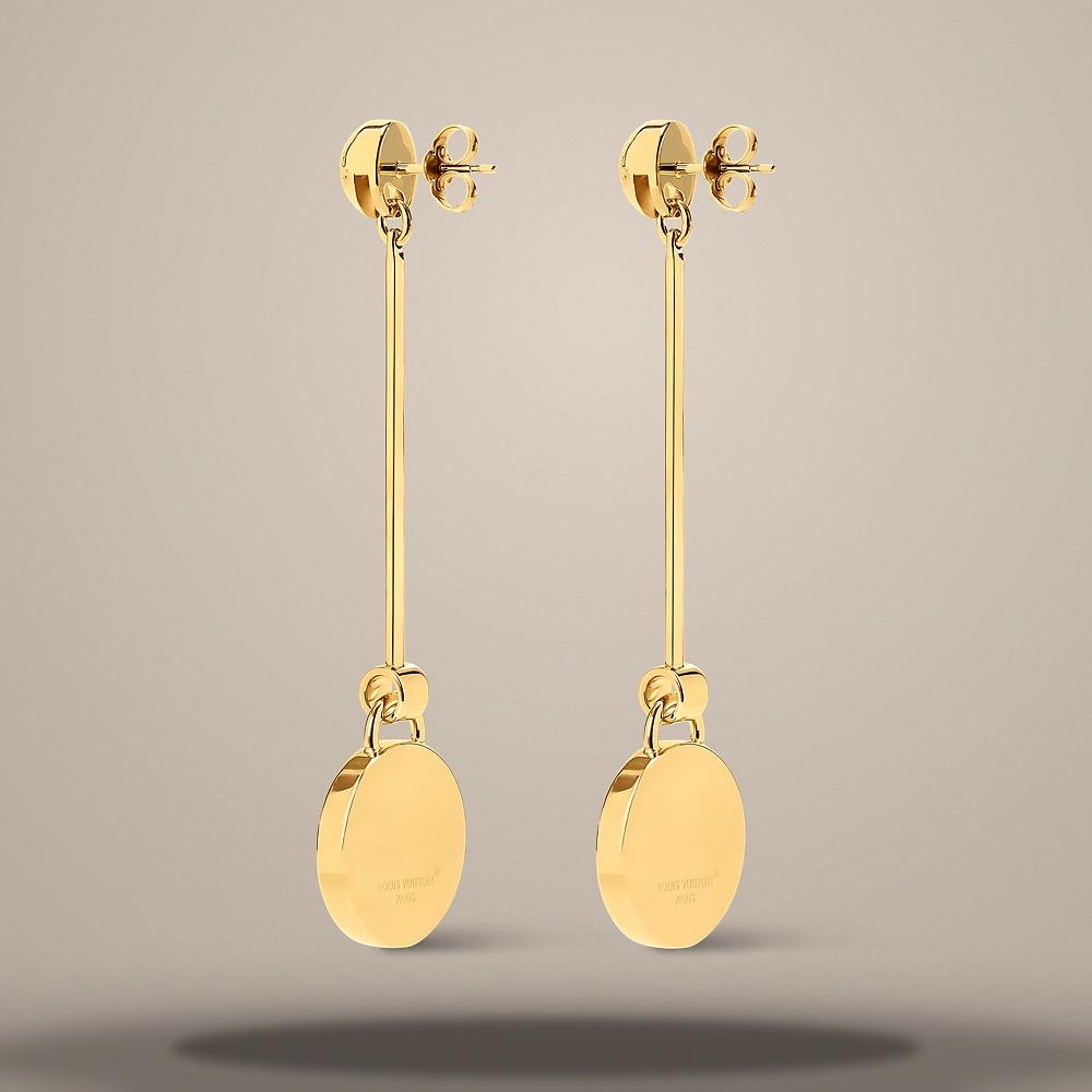 Louis Vuitton Gold-Tone Metal LV Signet Earrings M03699