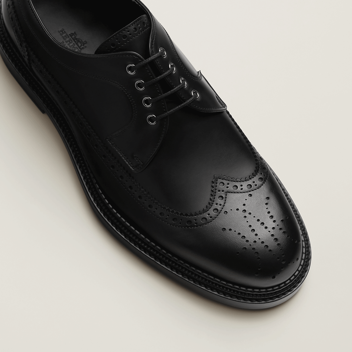 HERMES Men’s Lawson Derby Loafers Black Leather Shoes