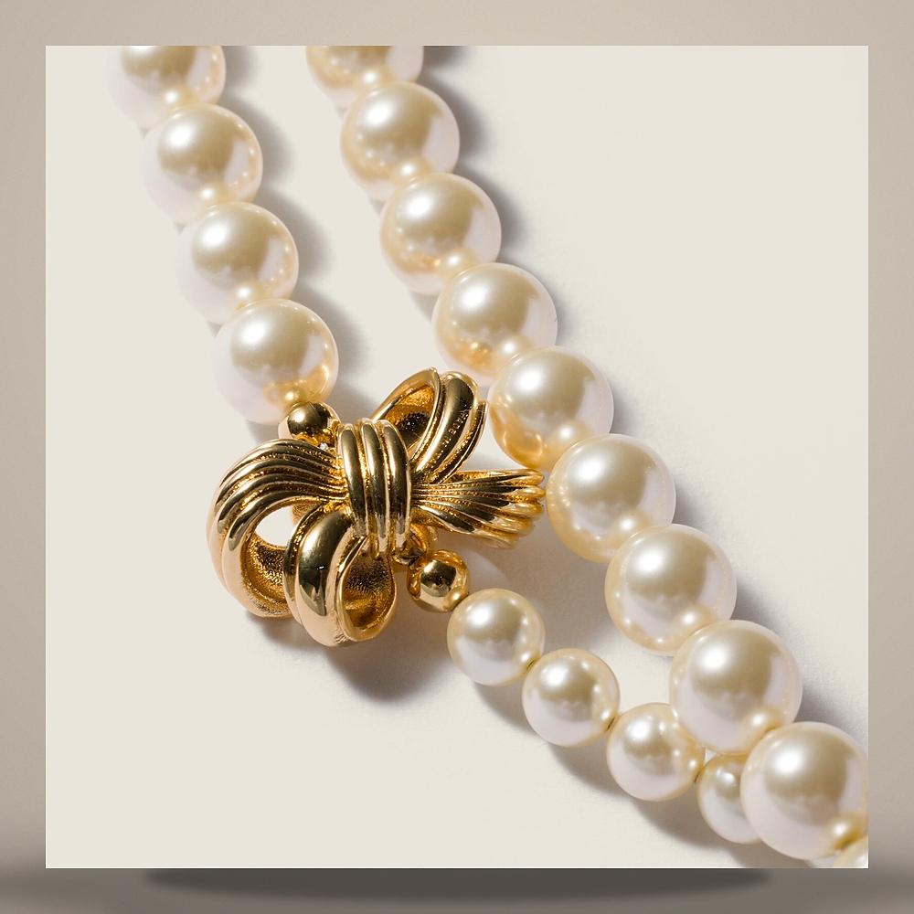 Miu Miu Metal and Pearl Necklace 5IC341 2G9N F0SAJ