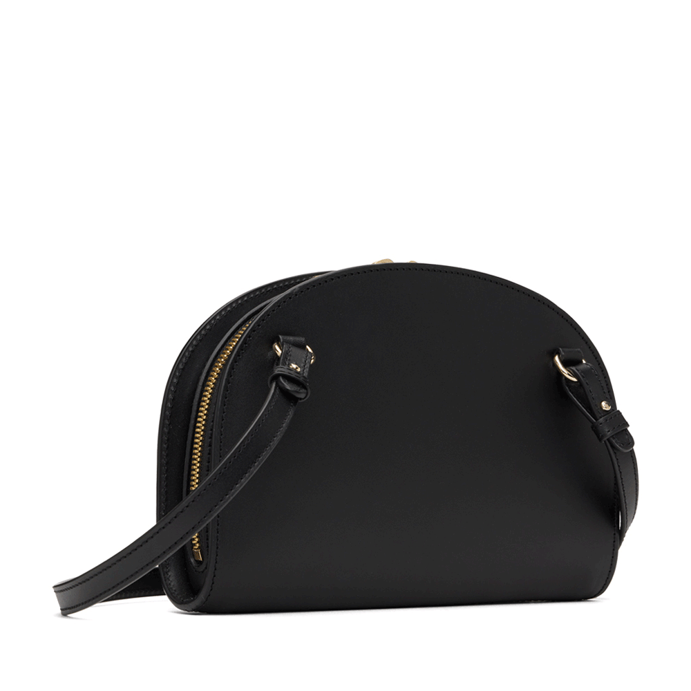 A.P.C. Demi Lune Crossbody Shoulder Bag Black Leather