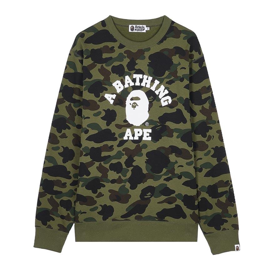 BAPE First Camo Crewneck Sweatshirt Green Men’s 001 SWM301009 MGRN