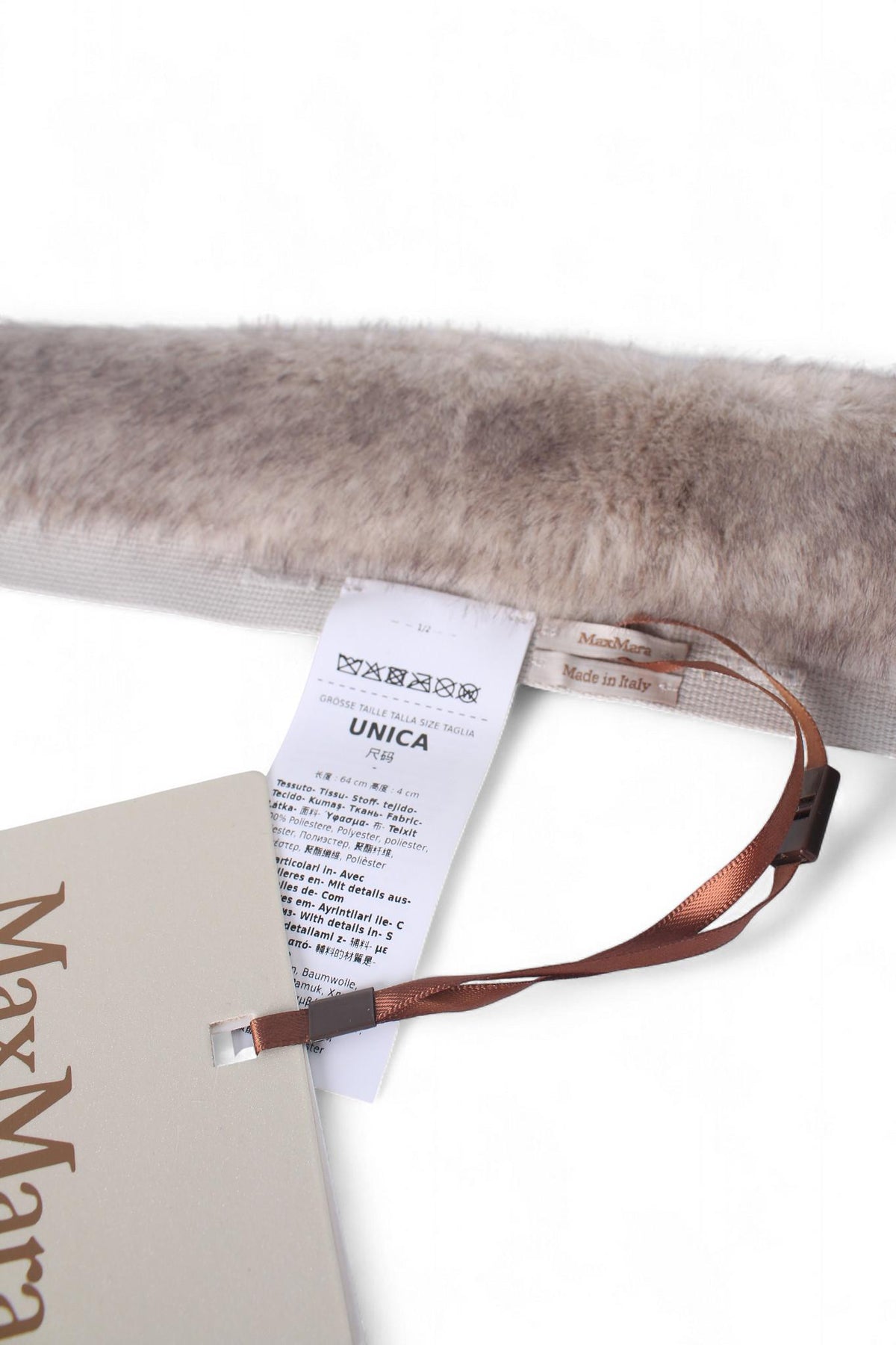 Max Mara Mirage Faux Fur Hood Trim Scarf Moon Gray