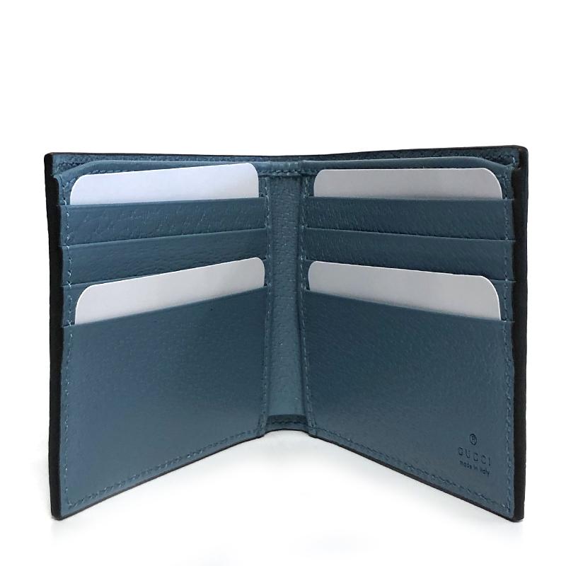 GUCCI GG Marmont Dollar Calf Leather Bi-Fold Wallet Sweet Blue