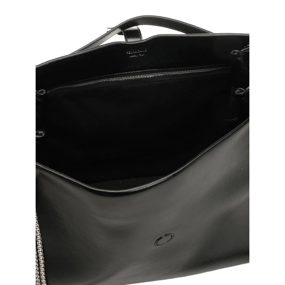 Ferragamo Chain Shoulder Bag Leather Black Women’s Handbag