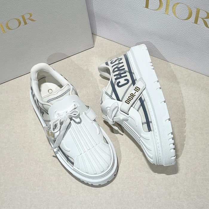 DIOR White French Blue Technical Fabric ID Low-Top Sneakers