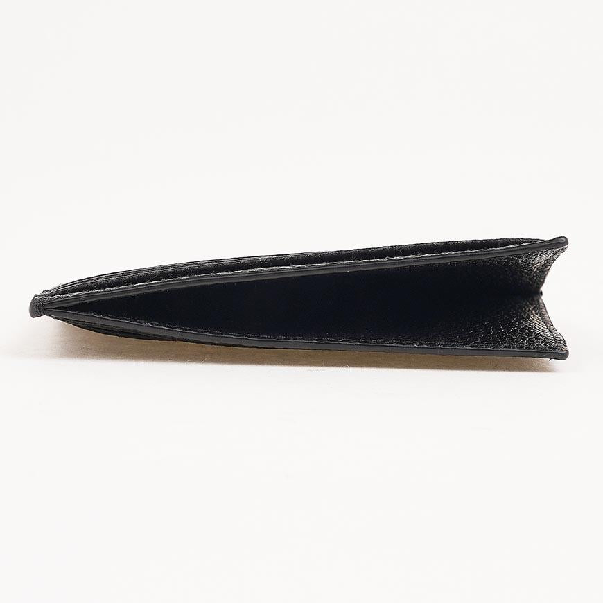 PRADA Vitello Leather Triangle Logo Card Holder Black