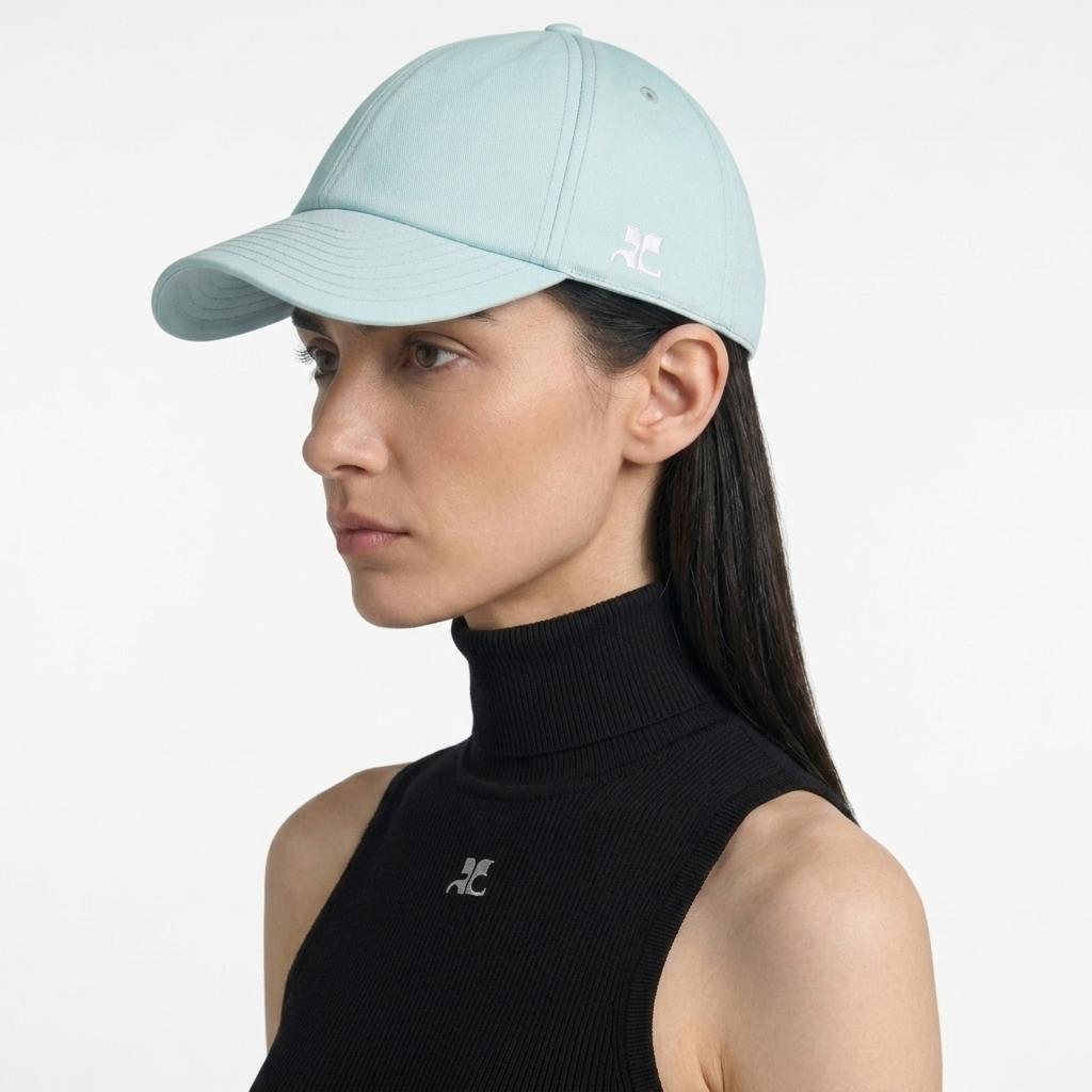 courreges Turquoise Cotton Signature Logo Baseball Cap W2AAX23221