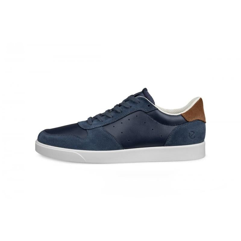 ecco Street Lite Men’s Low-Top Leather Sneakers Navy