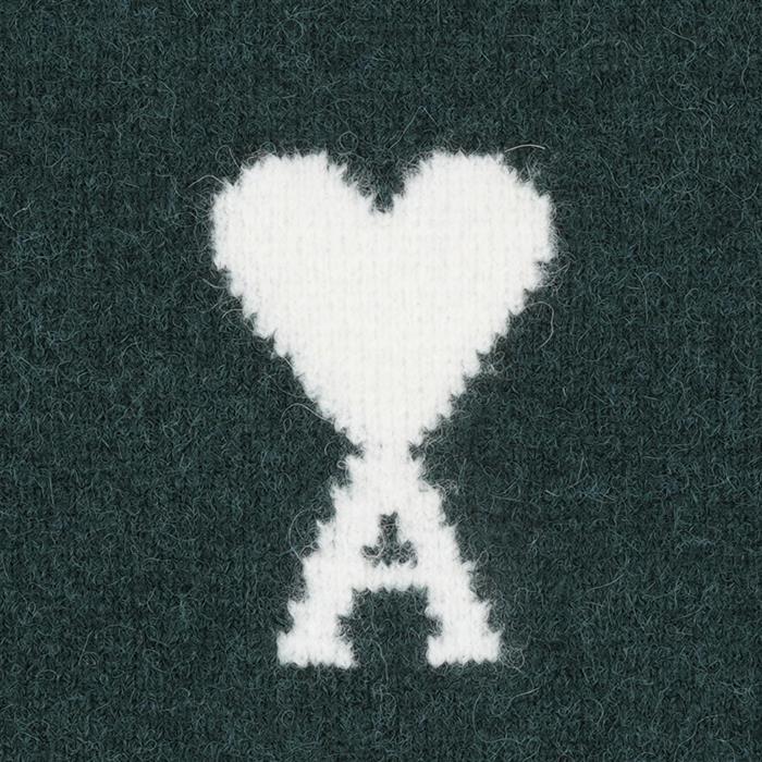 AMI Big Heart Logo Alpaca Crewneck Knit Sweater for Men