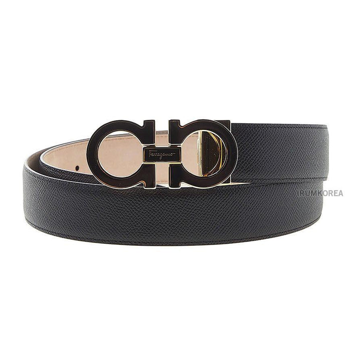 Ferragamo Men’s Adjustable Gancini Leather Belt Black 0743703 1