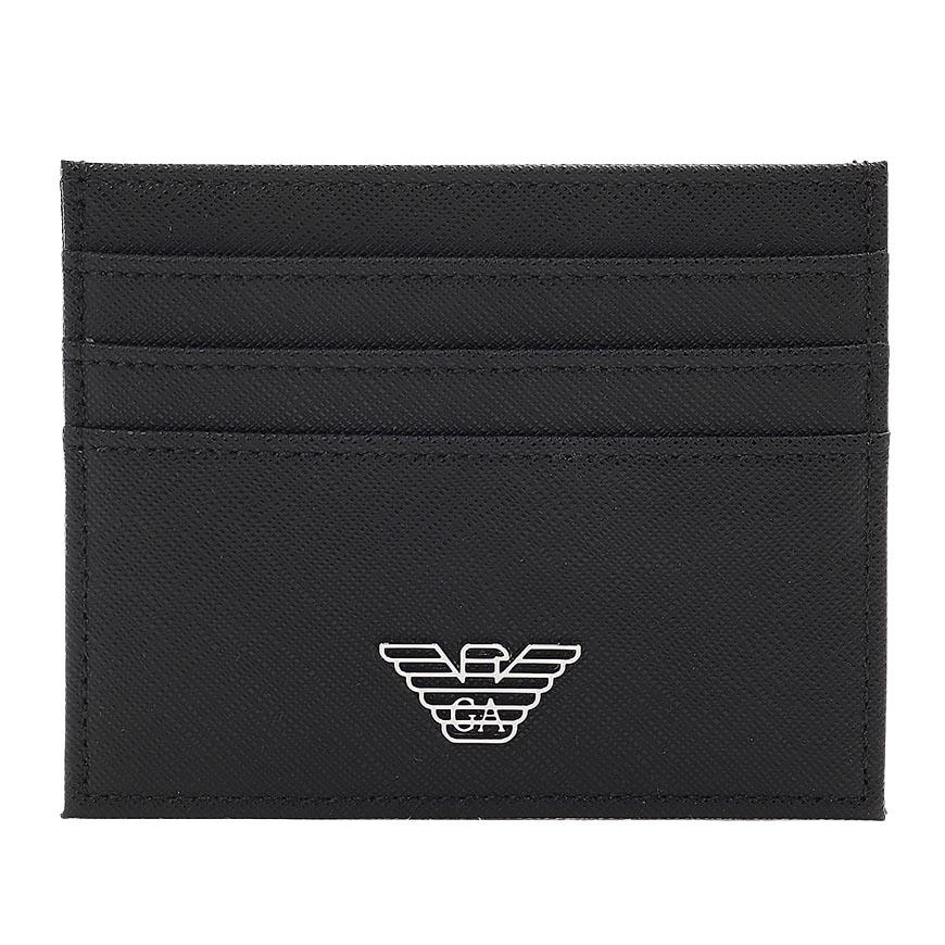 Emporio Armani Men’s Logo Leather Card Holder Wallet Navy