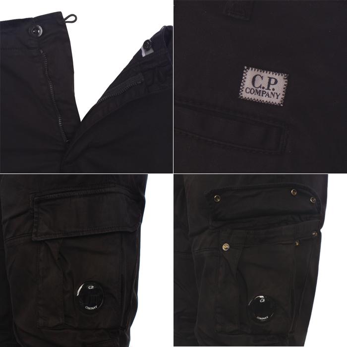 CP Company Stretch Satin Lens Cargo Shorts Black