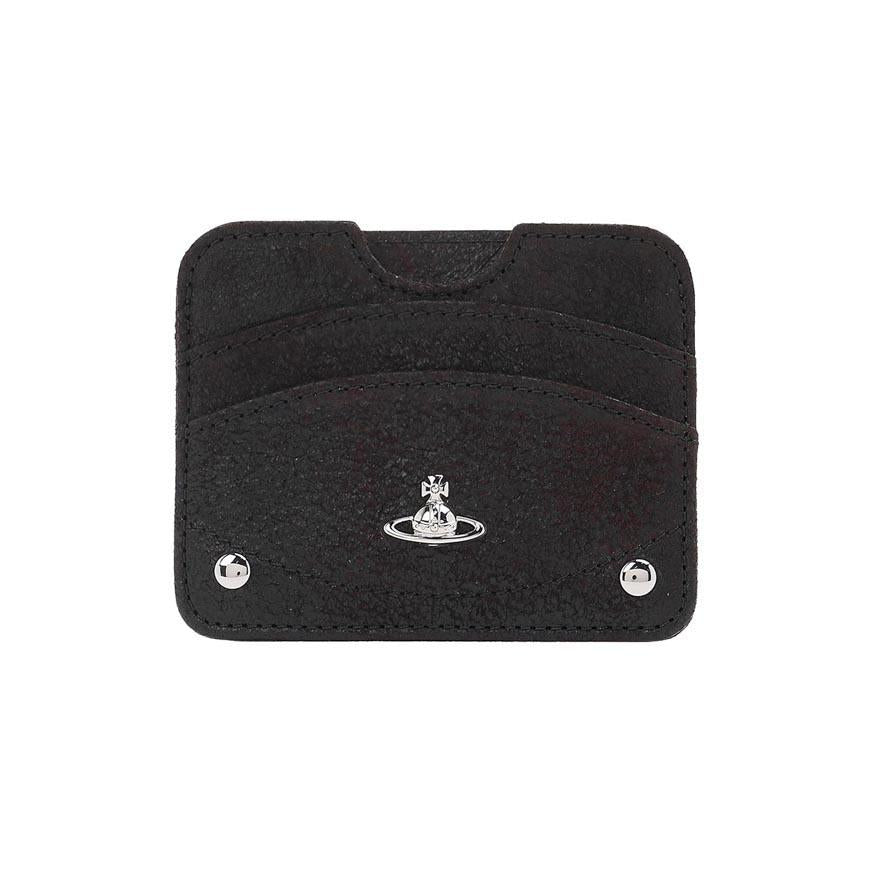 Vivienne Westwood Unisex Half Moon Flat Card Holder Black Leather