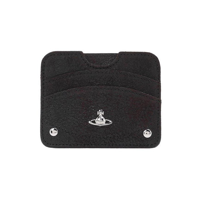 Vivienne Westwood Unisex Half Moon Flat Card Holder Black Leather
