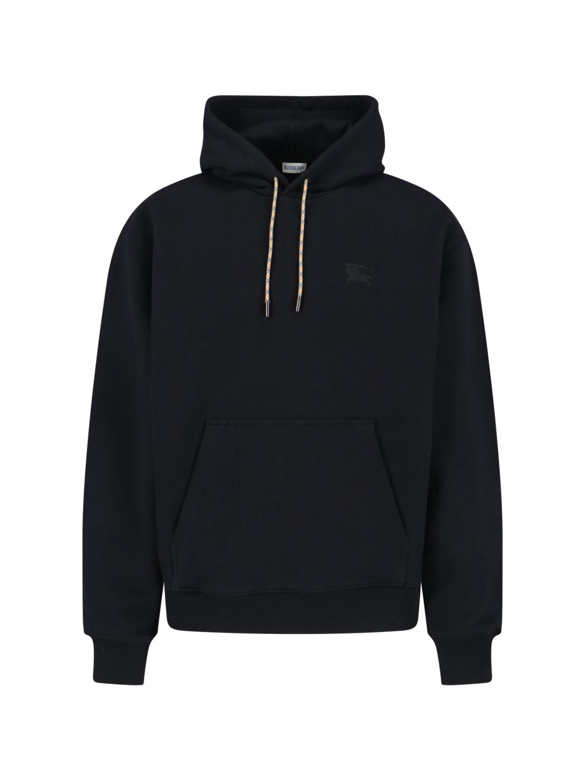 BURBERRY Black Cotton Logo Hoodie Sweatshirt for Men