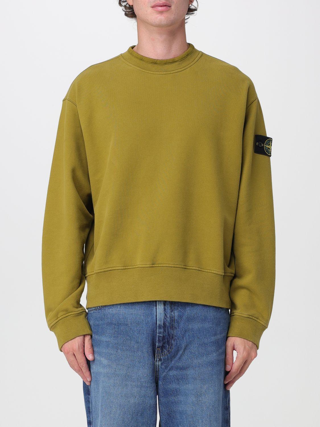 STONE ISLAND Green Cotton Crewneck Sweatshirt for Men
