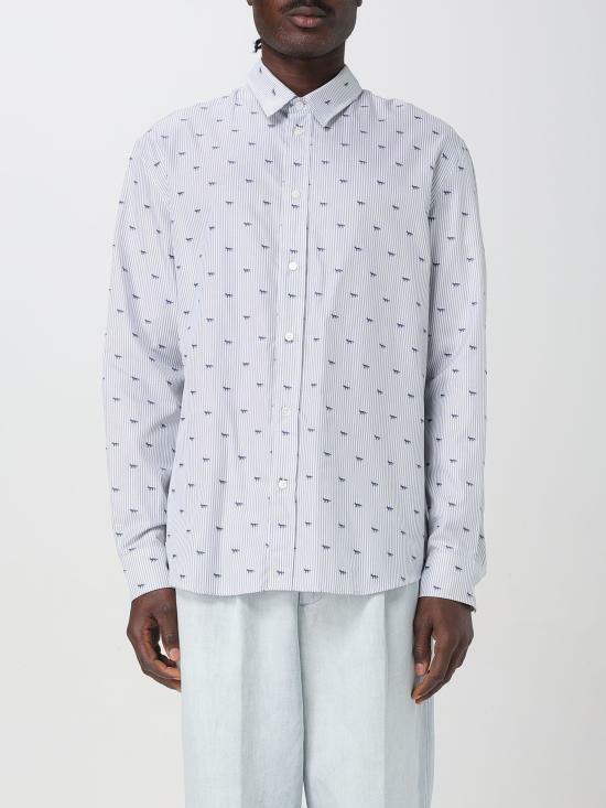 Maison Kitsune Profile Fox Casual Stripe Long Sleeve Shirt MM00408 WC5046 0192