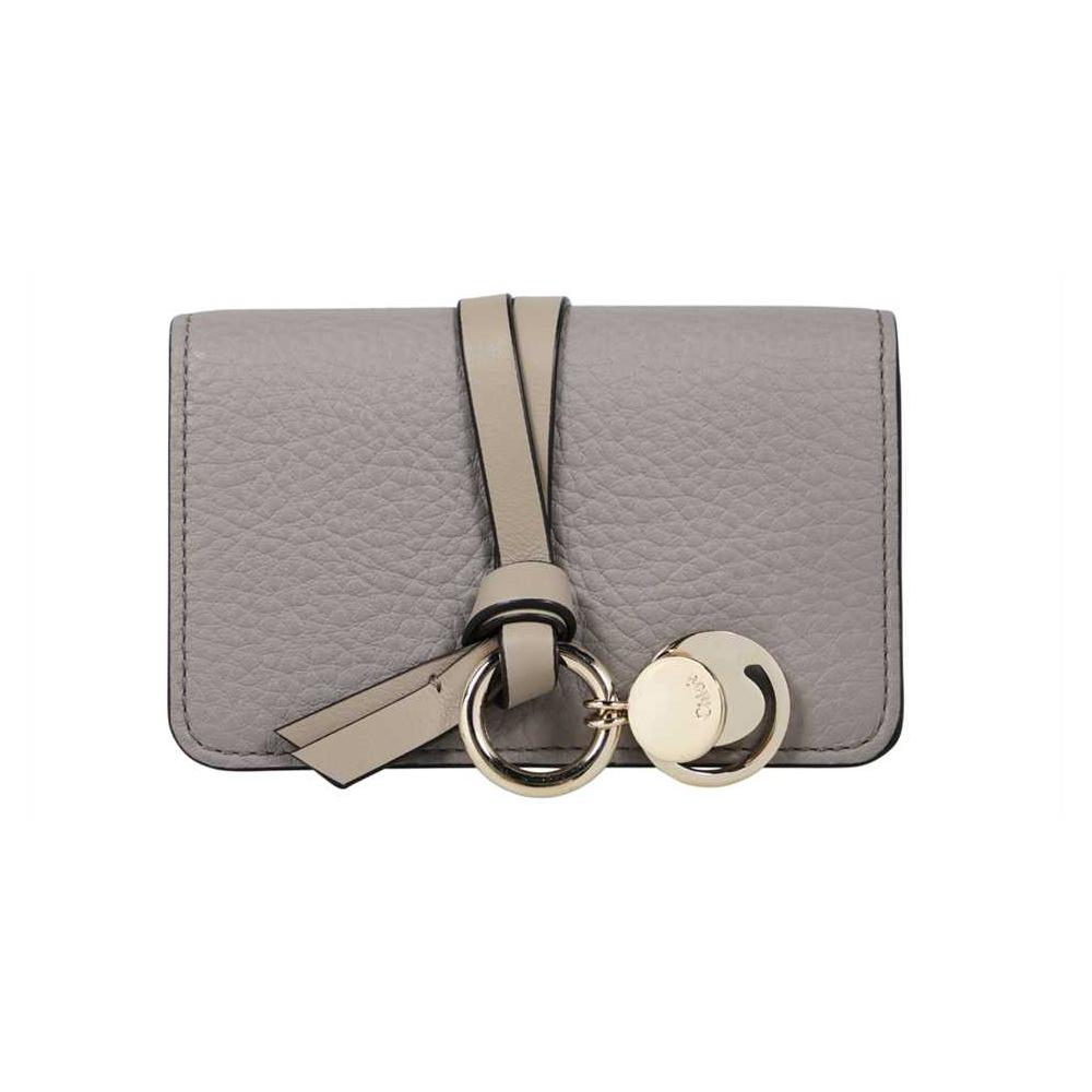 Chloe Alphabet Coin Card Holder Gray Leather Wallet
