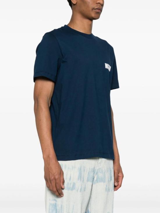 MSGM Navy Short Sleeve T-Shirt for Men 3640MM13024700289