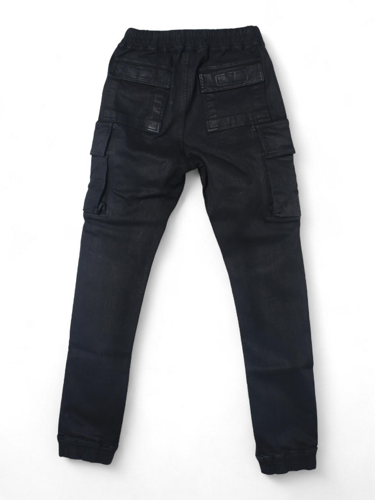 Rick Owens DRKSHDW Black Waxed Stretch Denim Mastodon Cut Sweatpants