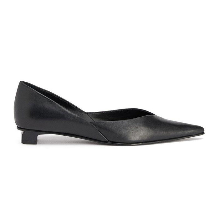 AMI Women’s Pointed Toe Flats Black Leather Shoes