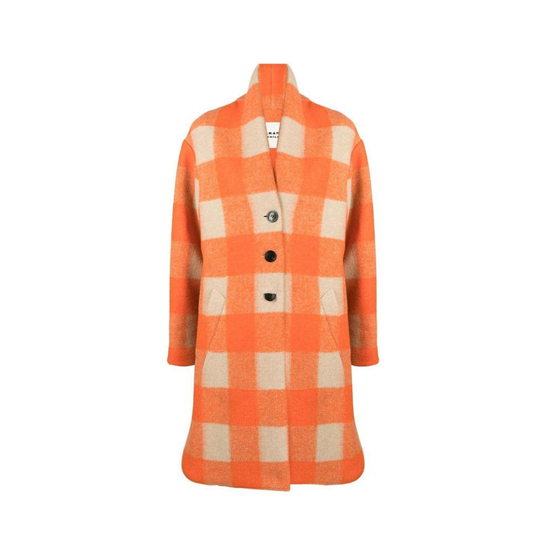 Isabel Marant Gabrielle Check Wool Coat Orange