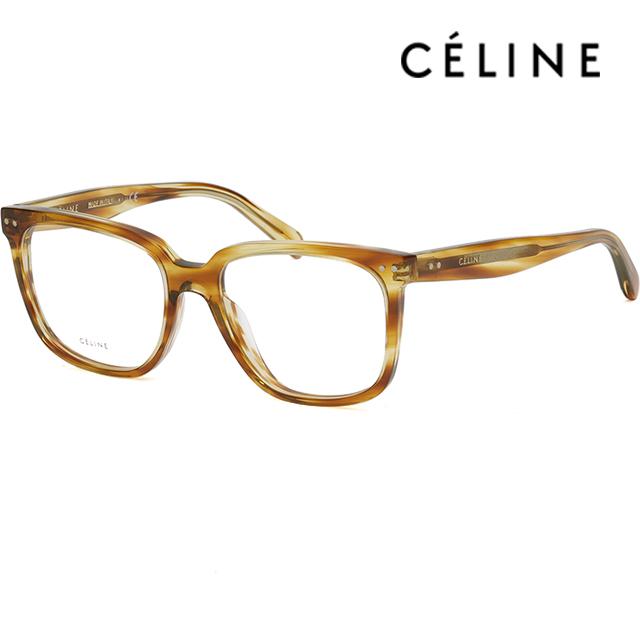 CELINE Light Havana Square Acetate Eyeglass Frames Unisex CL50020I 056