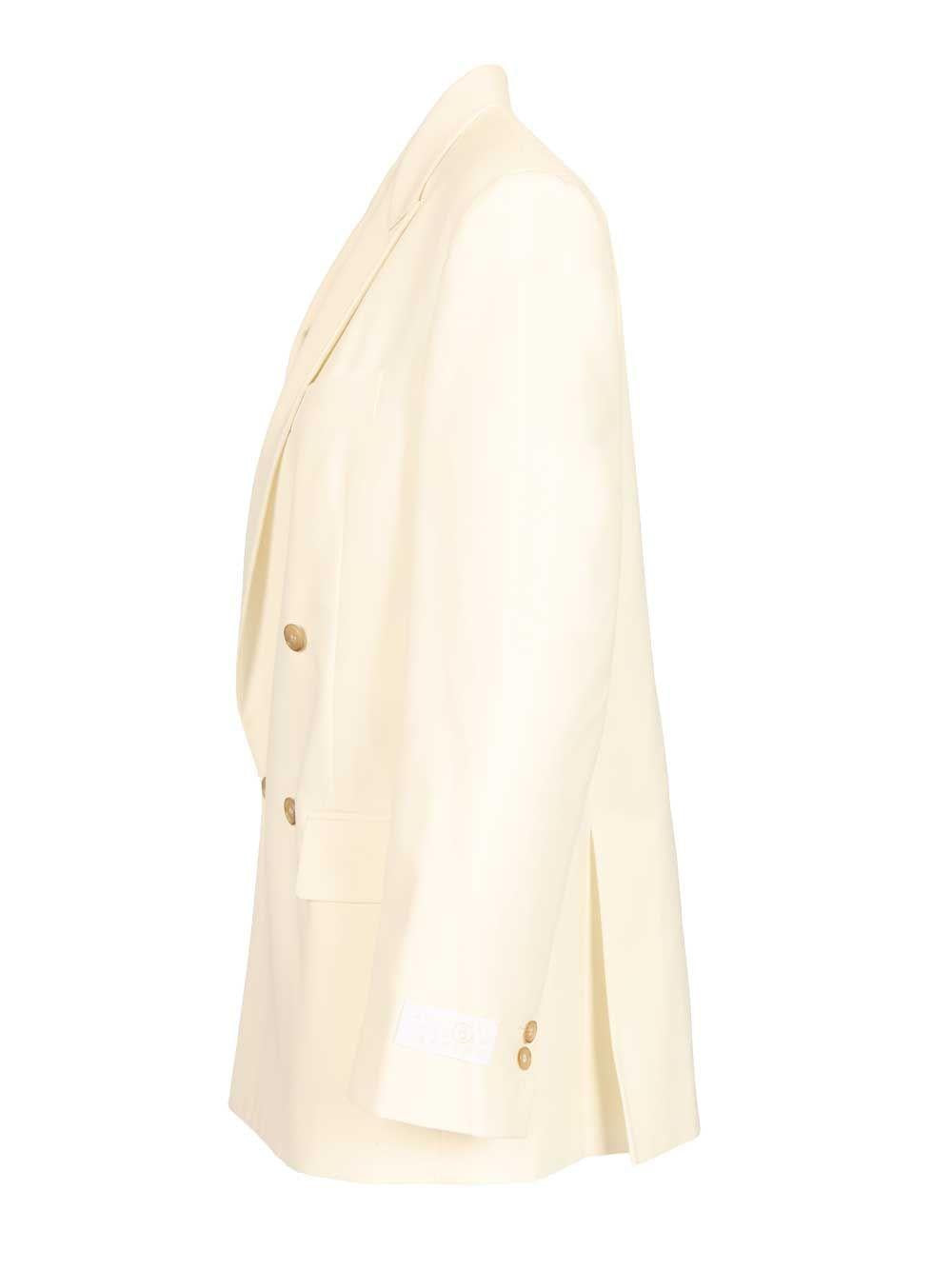 Maison Margiela Casual Blazer Jacket SS26 Beige Wool Blend