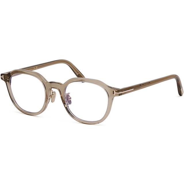 TOM FORD Blue Light Blocking Clear Brown Round Acetate Eyeglasses U TF6011KB 045