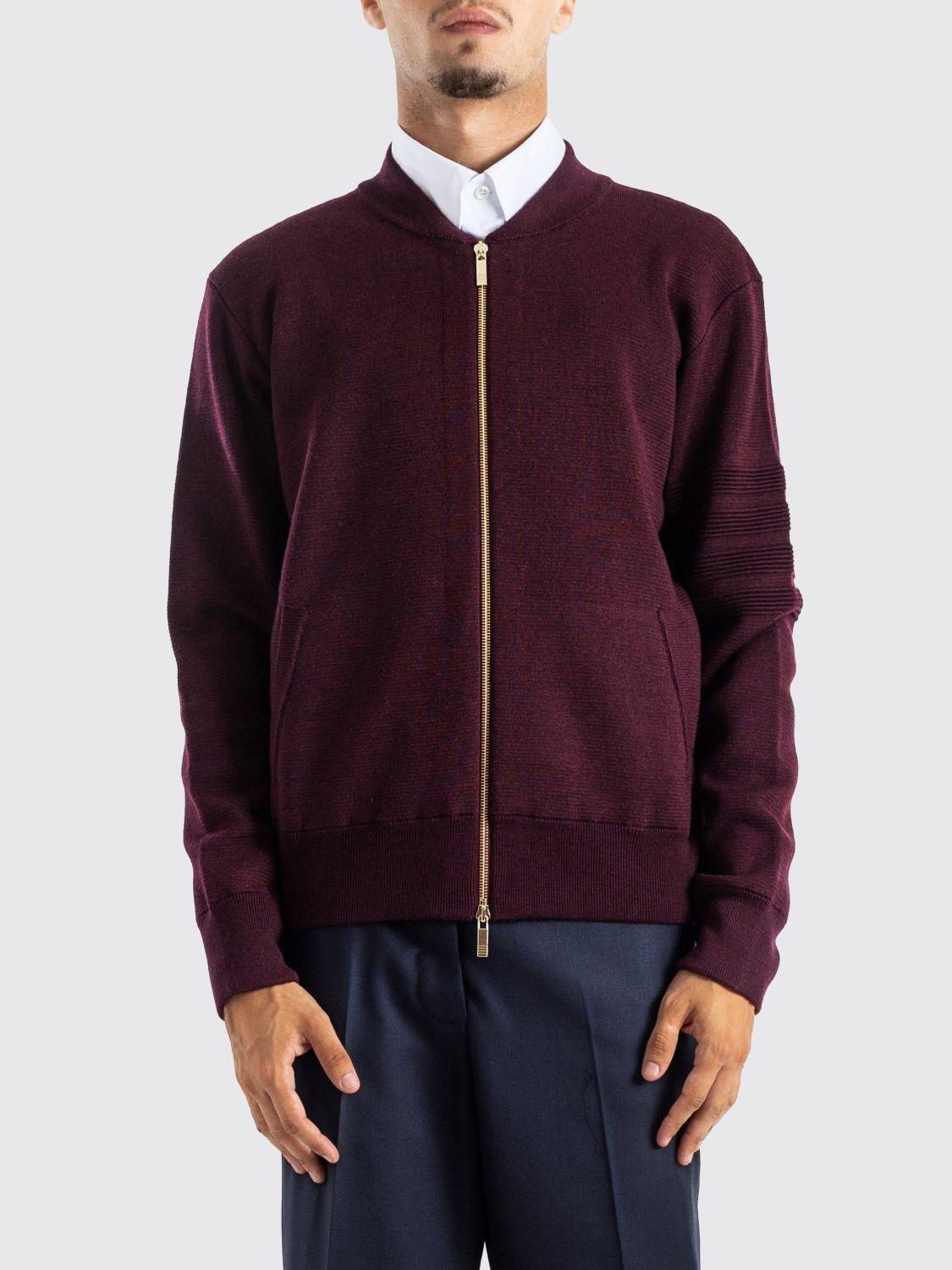 THOM BROWNE Red Wool Zip-Up Cardigan